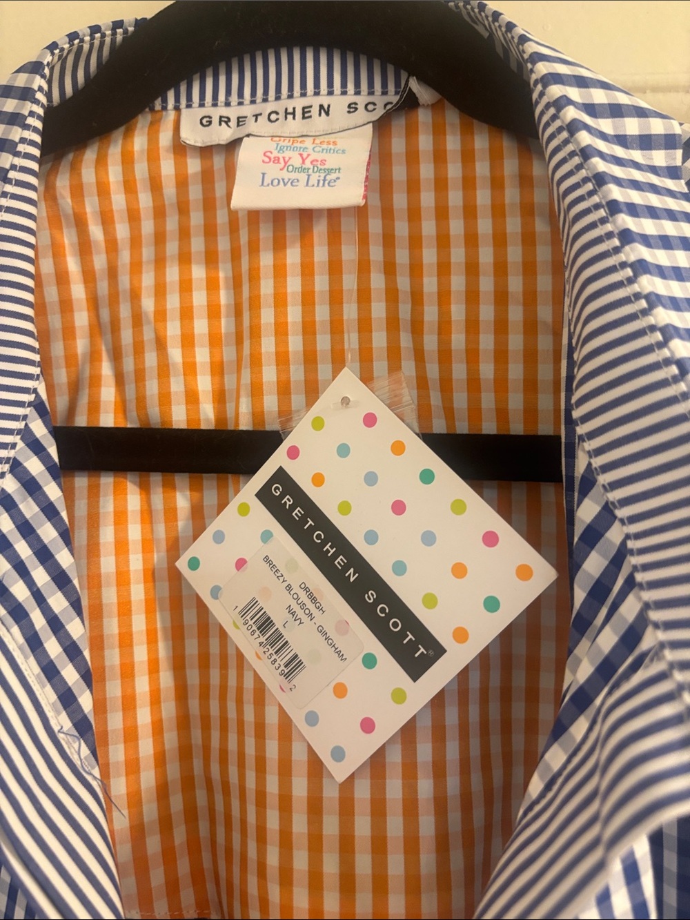 Gretchen Scott Blue and Orange Gingham Shirtdress - Picture 2 of 4
